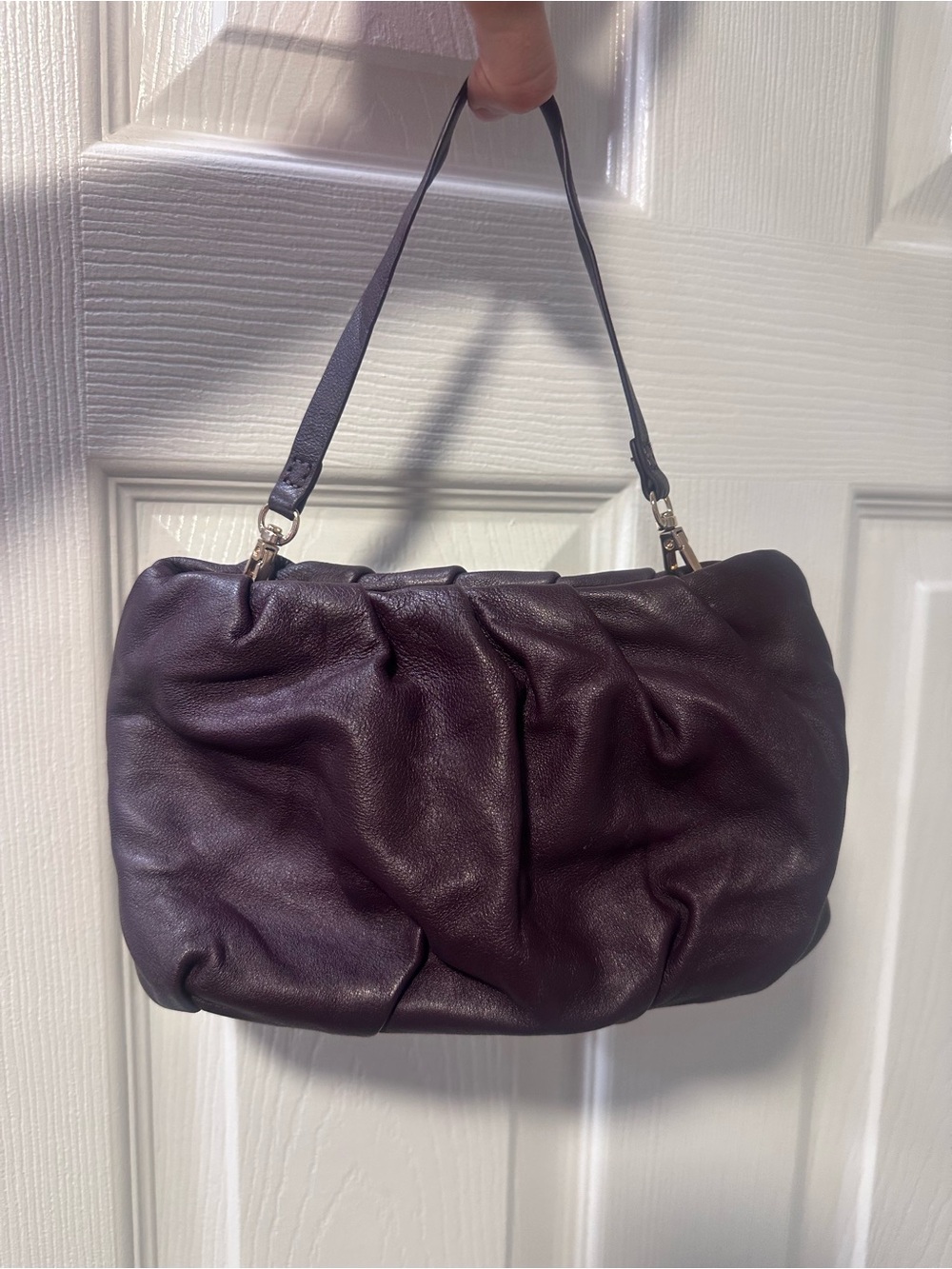 Zara Women's Leather Shoulder Bag in Dark Plum